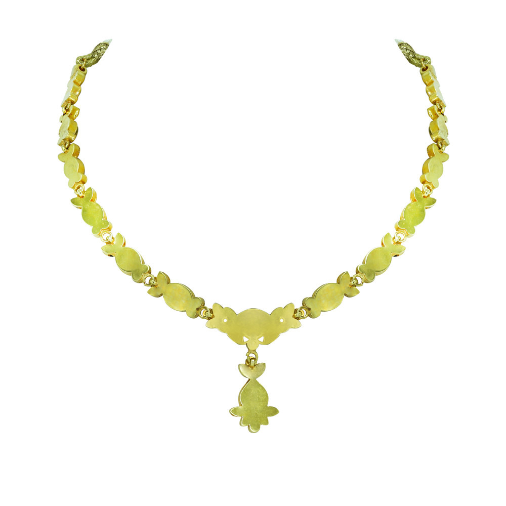 Polki Necklace with Black Meena Oval Motif